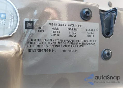 2007 Chevrolet Malibu Lt from USA, damaged, VIN 1G1ZT58F17F148940